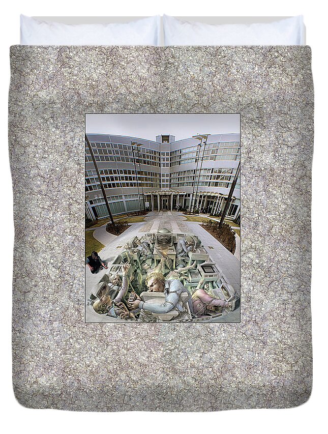 Officestress Duvet Cover featuring the painting Office Stress by Kurt Wenner