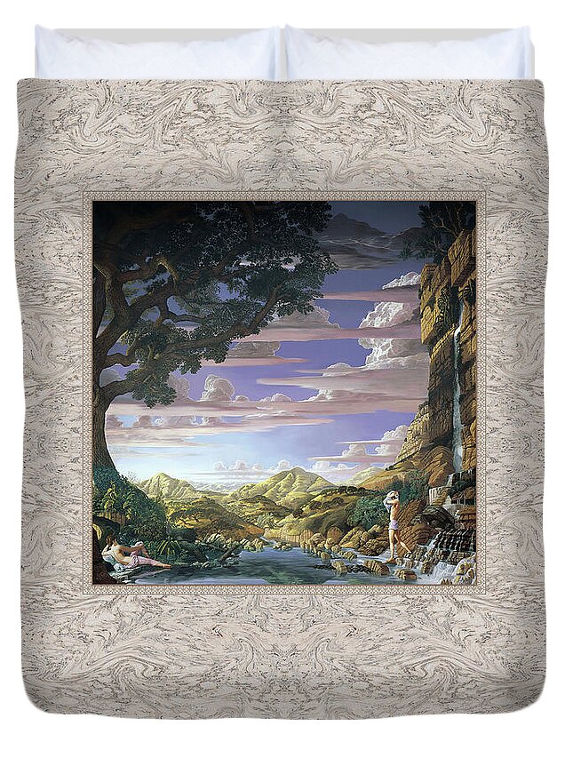 Landscape Duvet Cover featuring the painting Paradise by Kurt Wenner