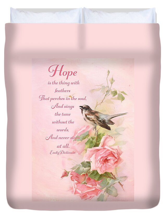 Hope Duvet Cover featuring the photograph Hope is the Thing With Feathers by Anita Pollak