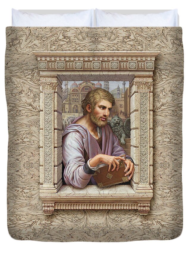 St. Mark Duvet Cover featuring the painting St. Mark by Kurt Wenner