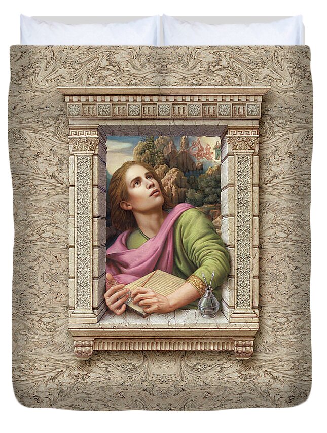 Christian Art Duvet Cover featuring the painting St. John of Patmos #2 by Kurt Wenner