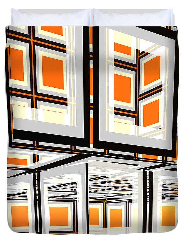 Gradient Duvet Cover featuring the digital art Boxes of Orange by Phil Perkins