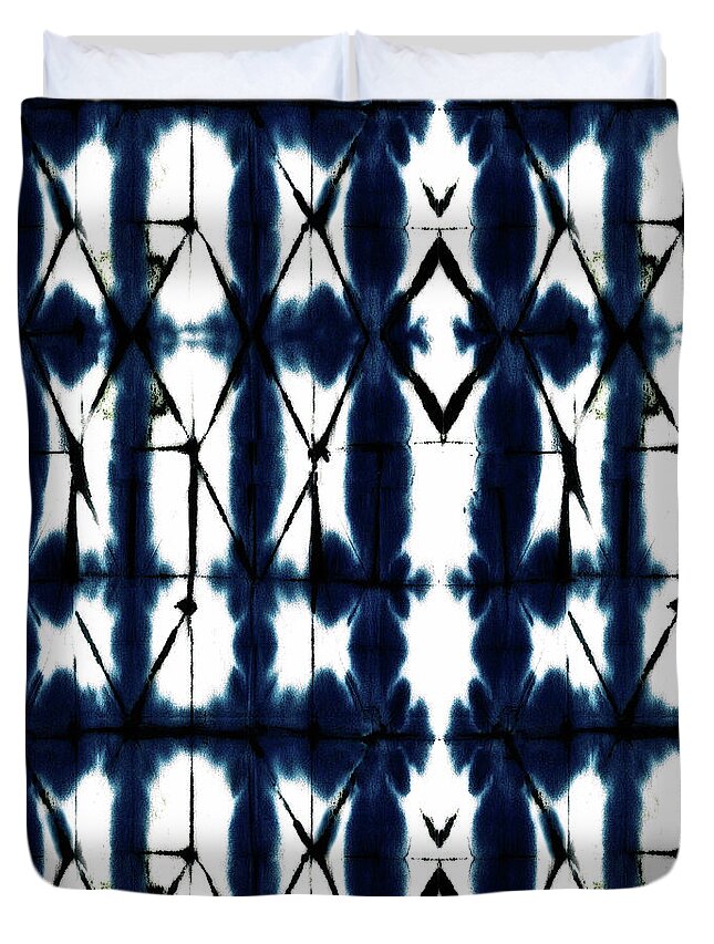 Shibori Duvet Cover featuring the digital art Diamond Shibori Pattern Seamless Repeat by Sand And Chi