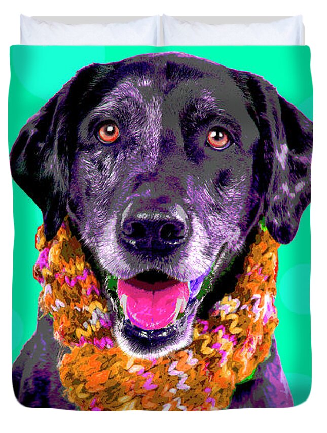 Dogs Duvet Cover featuring the photograph PopArt Dapple Lab by Renee Spade Photography
