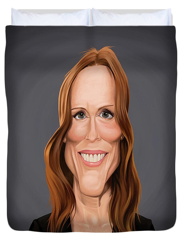 Illustration Duvet Cover featuring the digital art Celebrity Sunday - Julianne Moore by Rob Snow