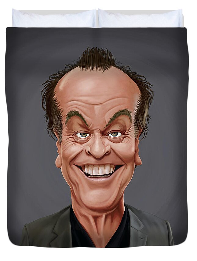 Illustration Duvet Cover featuring the digital art Celebrity Sunday - Jack Nicholson by Rob Snow