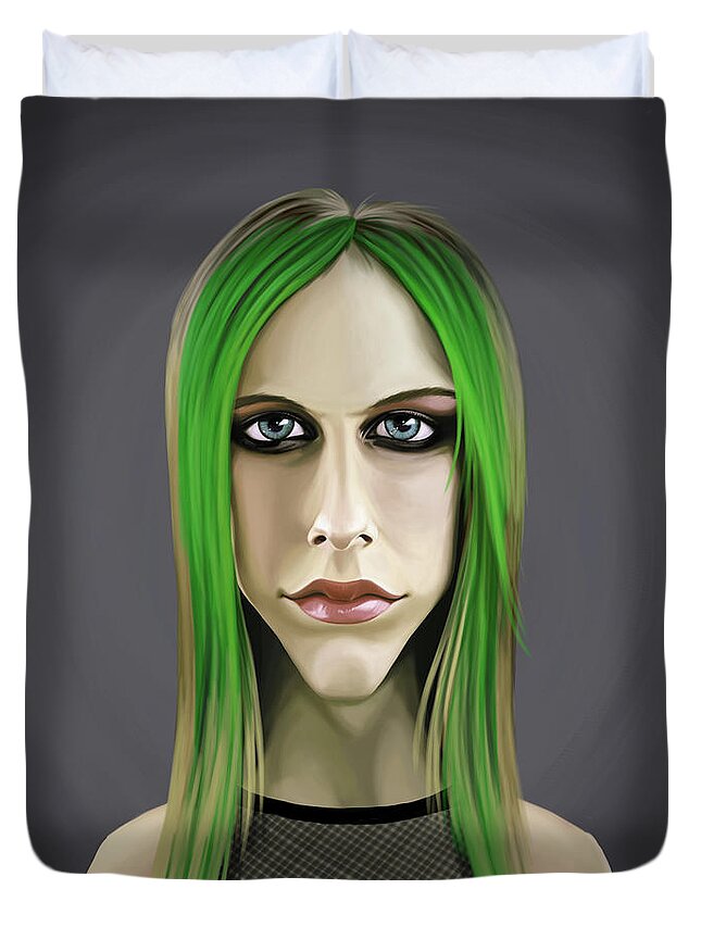 Illustration Duvet Cover featuring the digital art Celebrity Sunday - Avril Lavigne by Rob Snow