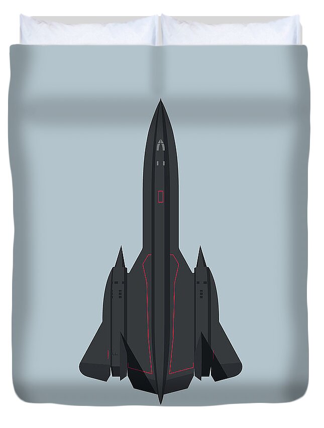 Aircraft Duvet Cover featuring the digital art SR-71 Blackbird Jet Aircraft - Cloud by Organic Synthesis