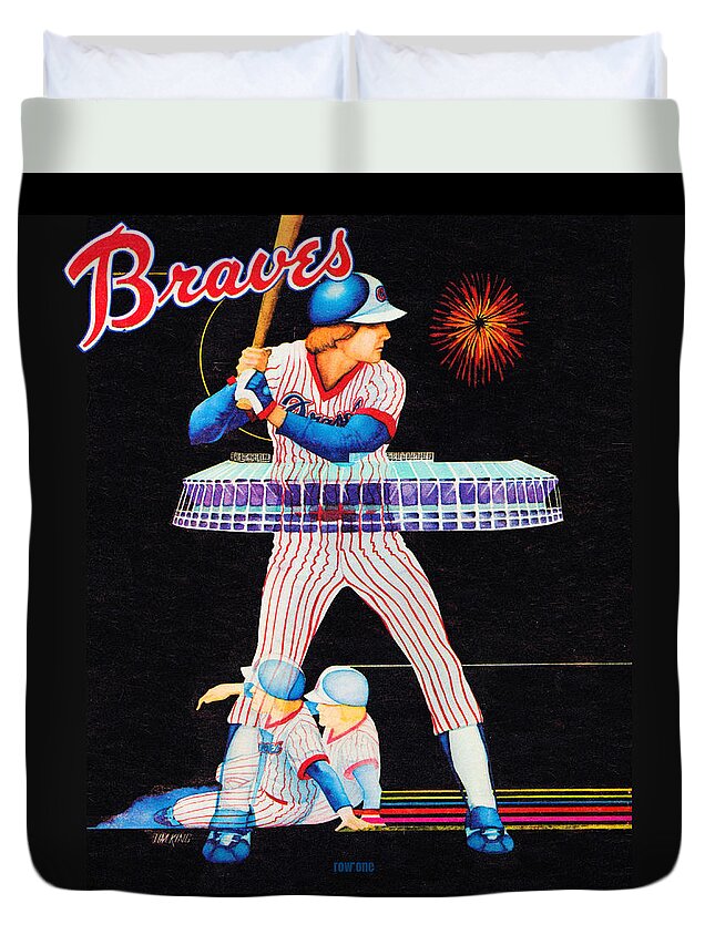 Atlanta Duvet Cover featuring the drawing 1978 Atlanta Braves Art by Row One Brand