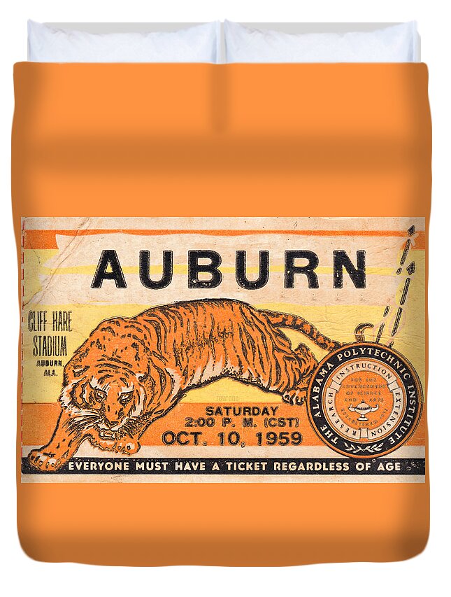 Auburn Duvet Cover featuring the mixed media 1959 Auburn vs. Kentucky by Row One Brand
