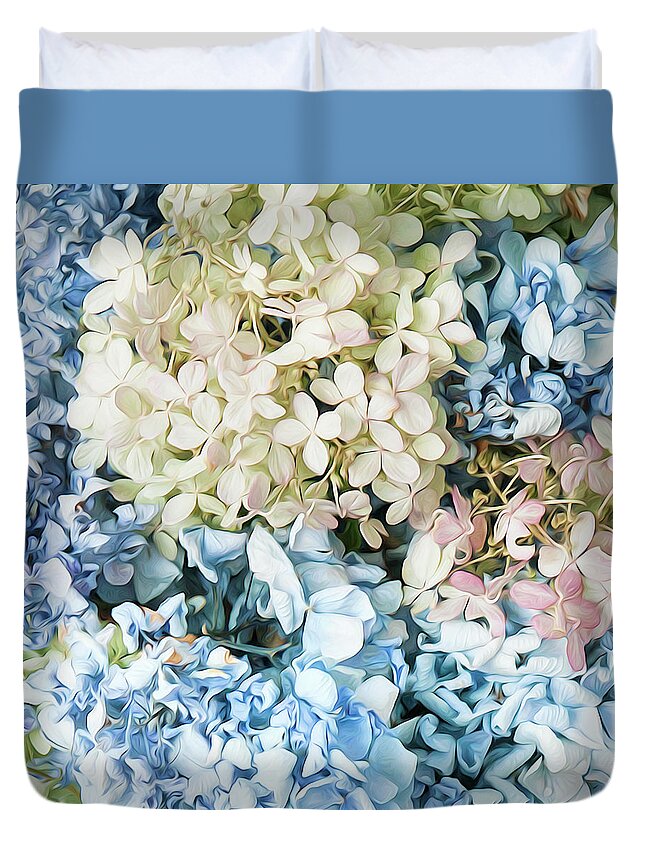Hydrangea Duvet Cover featuring the photograph Multi Colored Hydrangea by Theresa Tahara