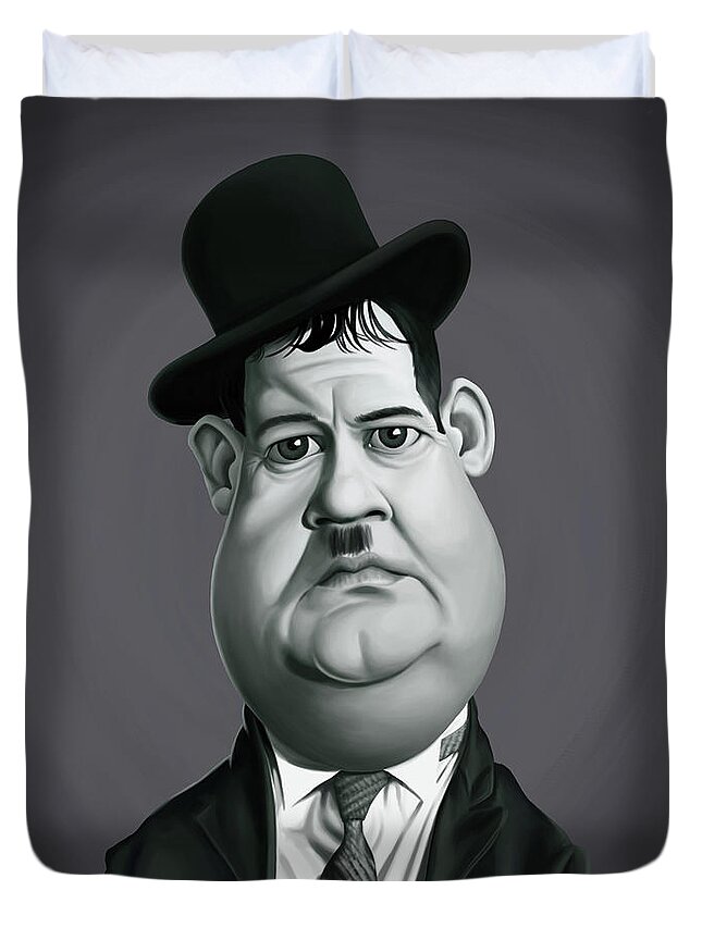 Illustration Duvet Cover featuring the digital art Celebrity Sunday - Oliver Hardy by Rob Snow