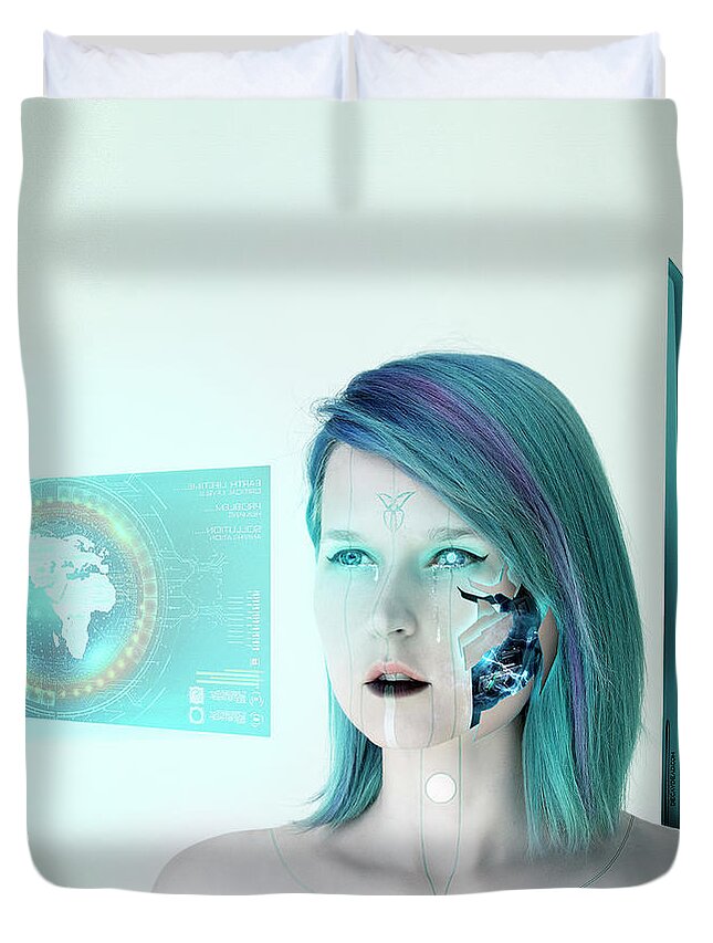 Argus Dorian Duvet Cover featuring the digital art THE AWAKENING Annihilation of human race by Argus Dorian