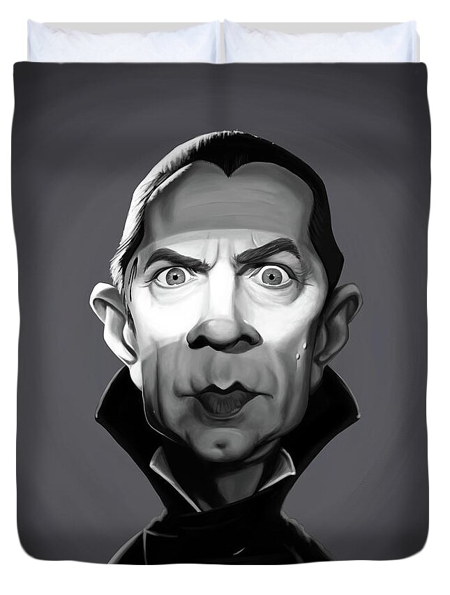 Illustration Duvet Cover featuring the digital art Celebrity Sunday - Bela Lugosi by Rob Snow