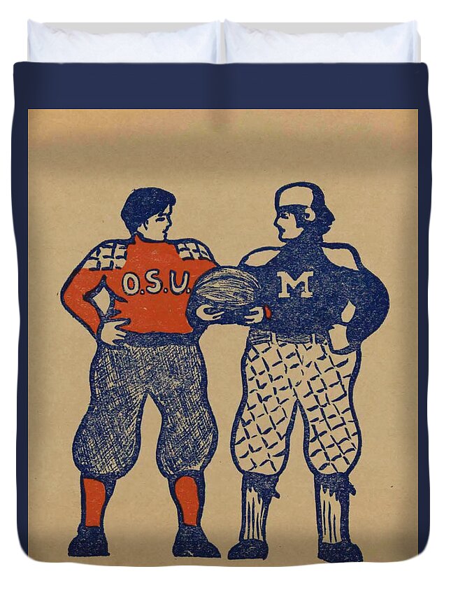 Michigan Duvet Cover featuring the mixed media 1901 Michigan vs. Ohio State by Row One Brand