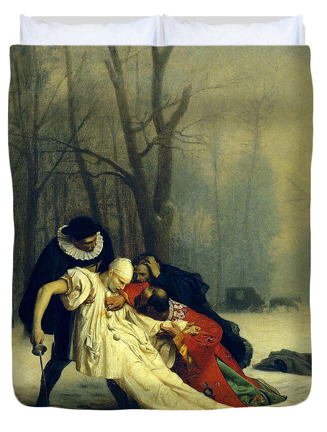 Art History Duvet Cover featuring the painting The Duel After the Masquerade #2 by Jean-Leon Gerome