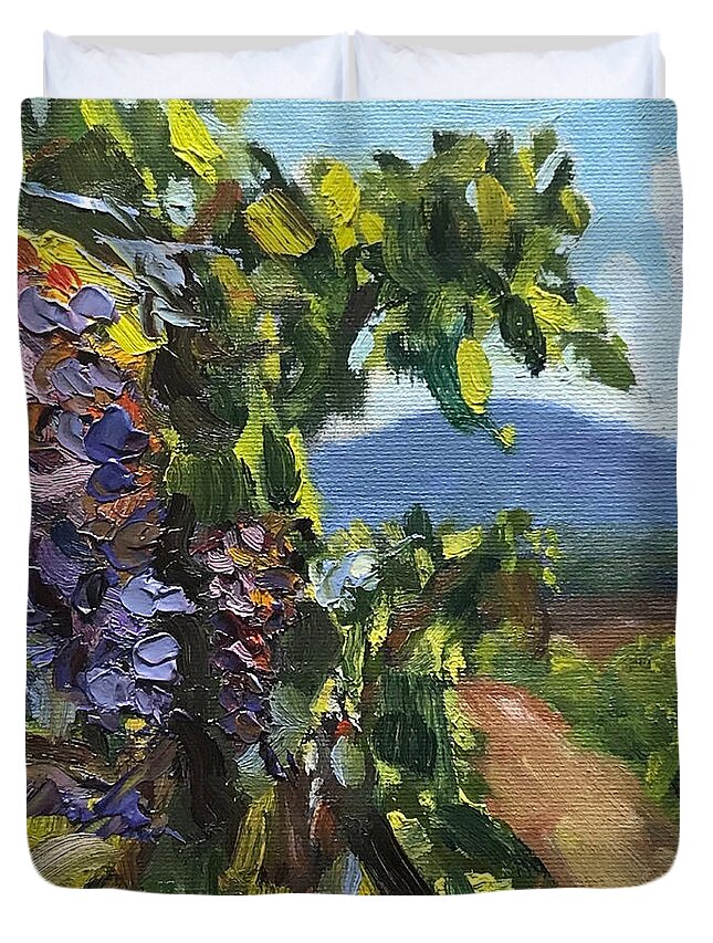 Grapes Duvet Cover featuring the painting Vineyard Grapes by Shawn Smith