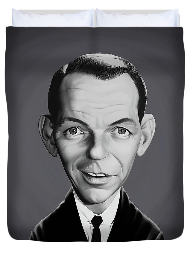 Illustration Duvet Cover featuring the digital art Celebrity Sunday - Frank Sinatra by Rob Snow