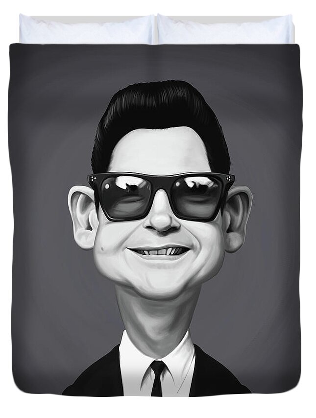 Illustration Duvet Cover featuring the digital art Celebrity Sunday - Roy Orbison by Rob Snow