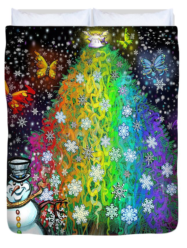 Rainbow Duvet Cover featuring the digital art Rainbow Christmas Tree by Kevin Middleton