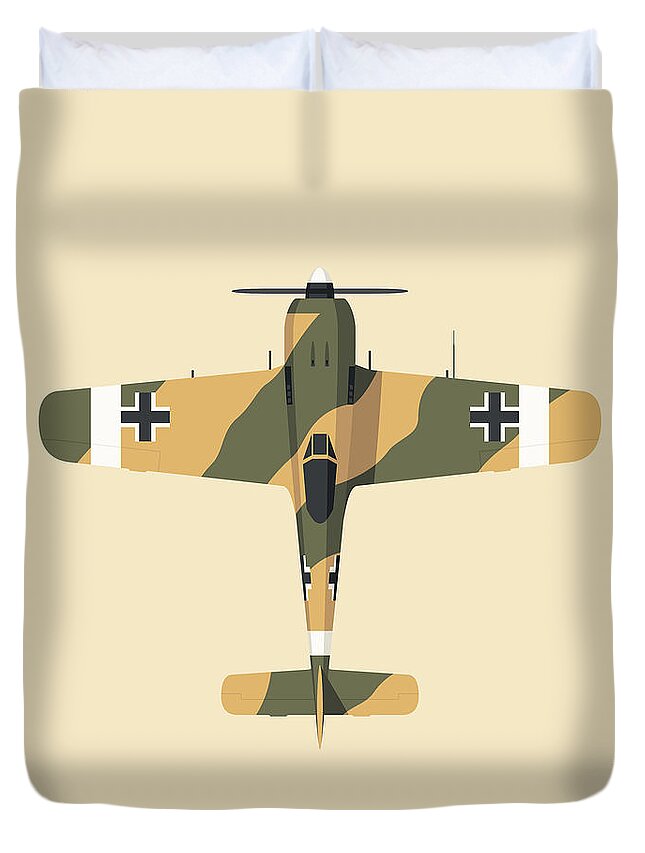 Aircraft Duvet Cover featuring the digital art Fw-190 German WWII Fighter Aircraft - Tan by Organic Synthesis