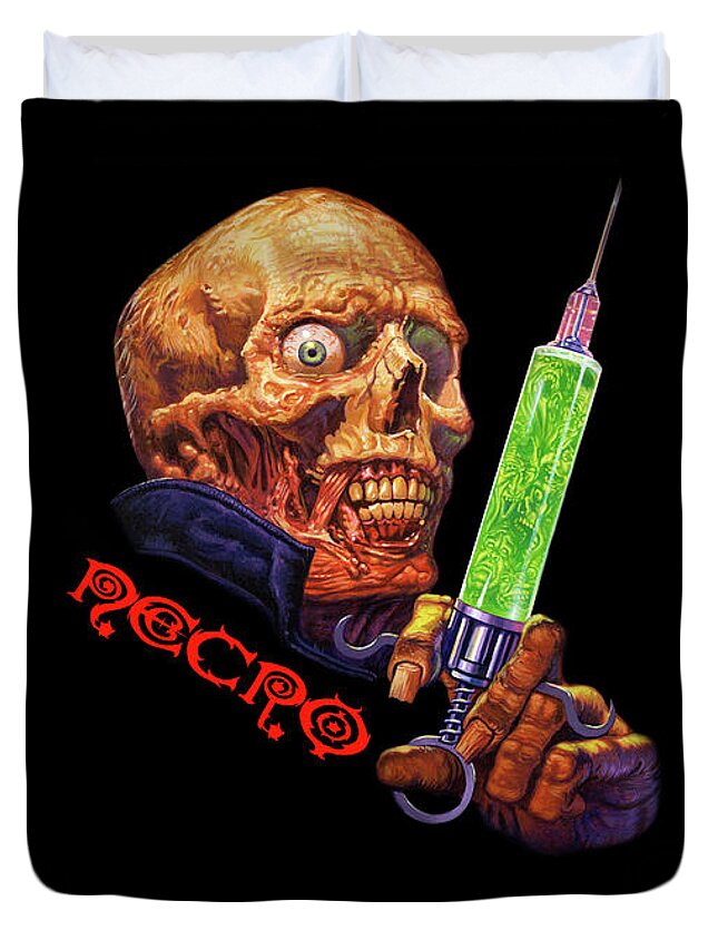 Necro Duvet Cover featuring the painting The Pre-Fix For Death T-Shirt by Necro