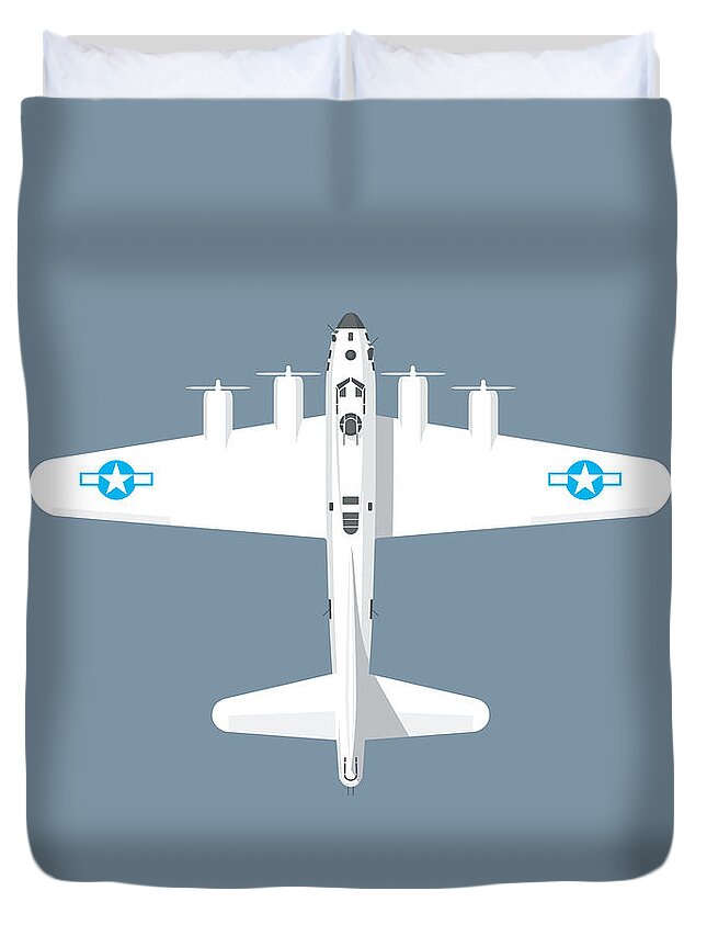 Aircraft Duvet Cover featuring the digital art B-17 WWII Bomber - Slate by Organic Synthesis