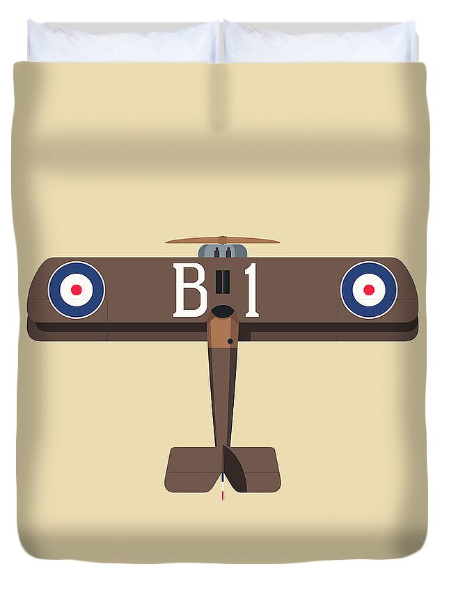Aircraft Duvet Cover featuring the digital art Camel WWI Biplane Aircraft - Brown by Organic Synthesis