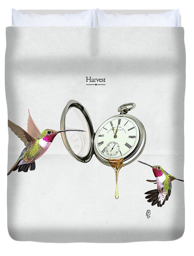Illustration Duvet Cover featuring the digital art Harvest - Titled by Rob Snow