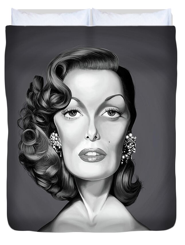 Illustration Duvet Cover featuring the digital art Celebrity Sunday - Jane Russell by Rob Snow