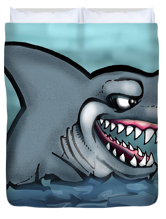 Shark Duvet Cover featuring the painting Shark by Kevin Middleton