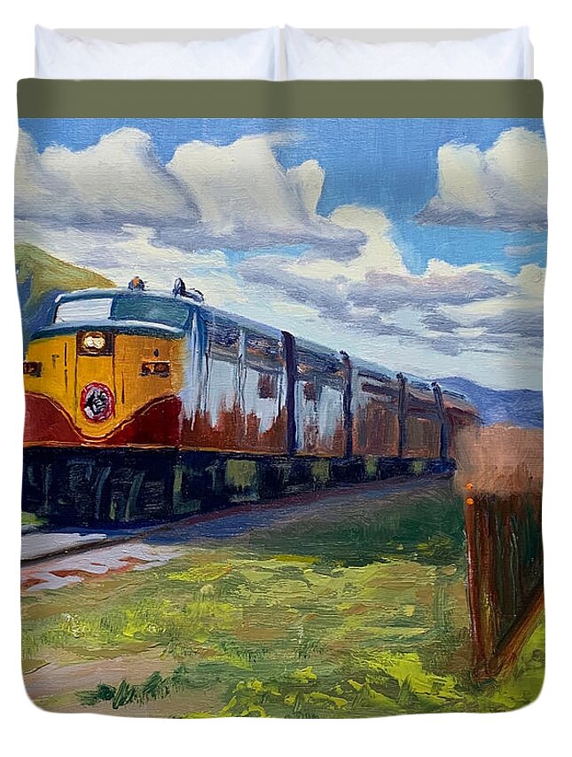 Wine Train Duvet Cover featuring the painting Wine Train #1 by Shawn Smith
