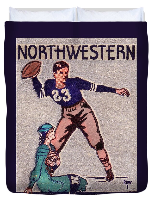 1933 Duvet Cover featuring the mixed media 1933 Northwestern Football by Row One Brand