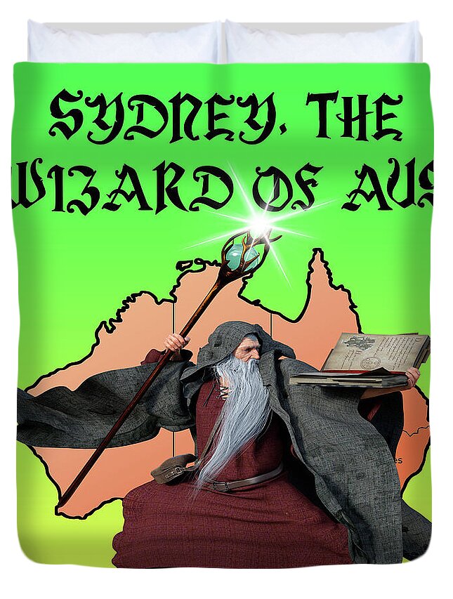 The Wizard Of Duvet Cover featuring the digital art Sydney, The Wizard of Aus by Anthony Murphy