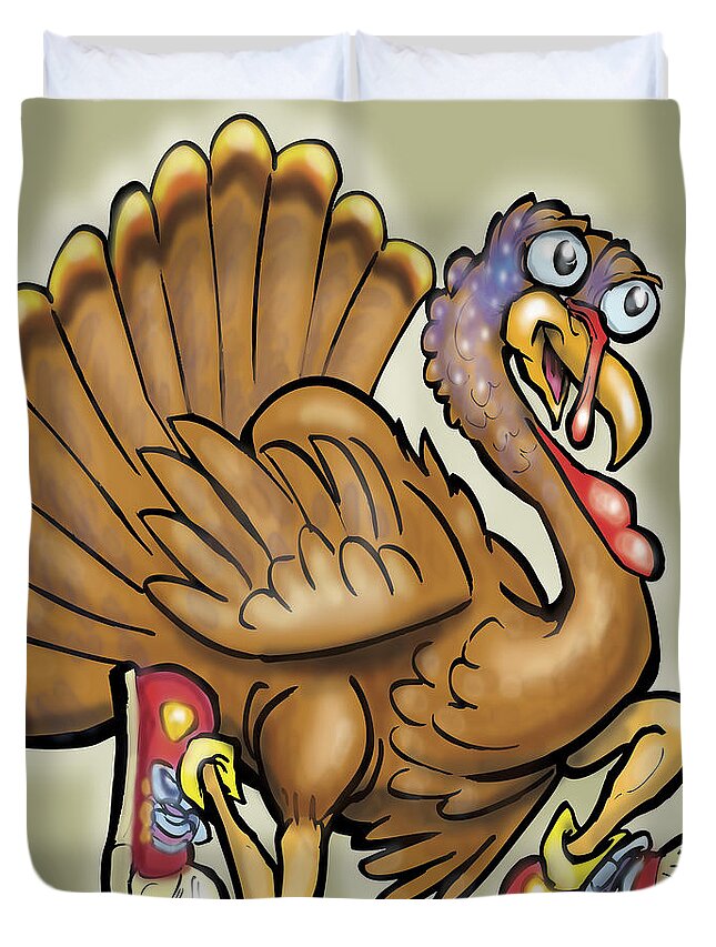 Thanksgiving Duvet Cover featuring the digital art Turkey by Kevin Middleton