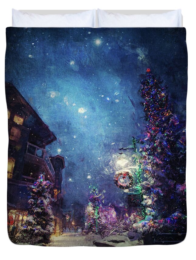 Christmas Duvet Cover featuring the digital art Season's Greetings by Phil Perkins
