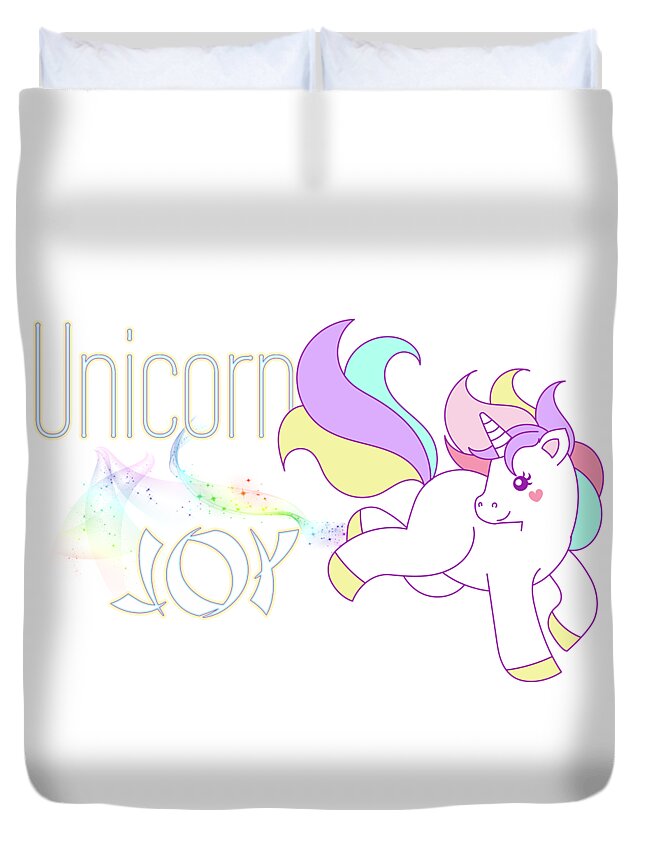 Unicorn Duvet Cover featuring the digital art Unicorn Joy by Tanya Owens