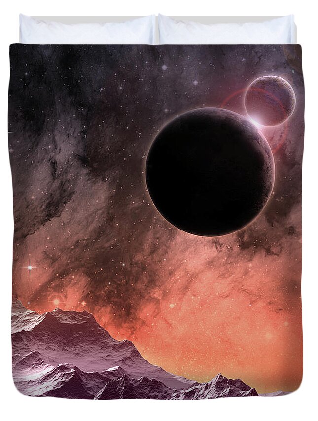 Space Duvet Cover featuring the digital art Cosmic Landscape by Phil Perkins