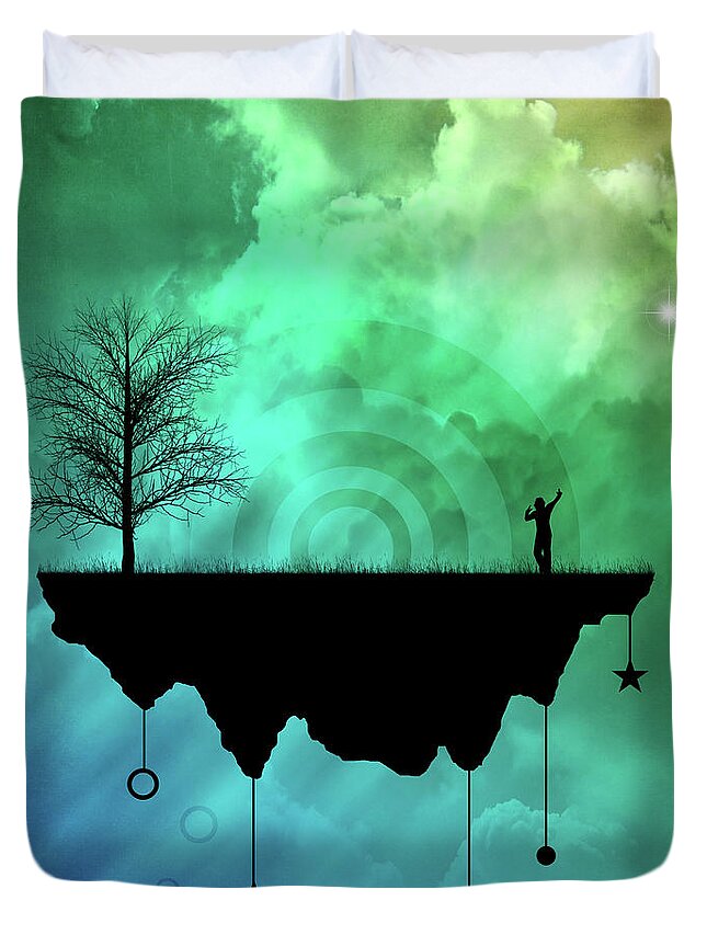 Silhouette Duvet Cover featuring the digital art Head to the Sky #1 by Phil Perkins