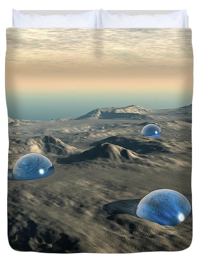 Mystery Duvet Cover featuring the digital art Alien Spheres by Phil Perkins