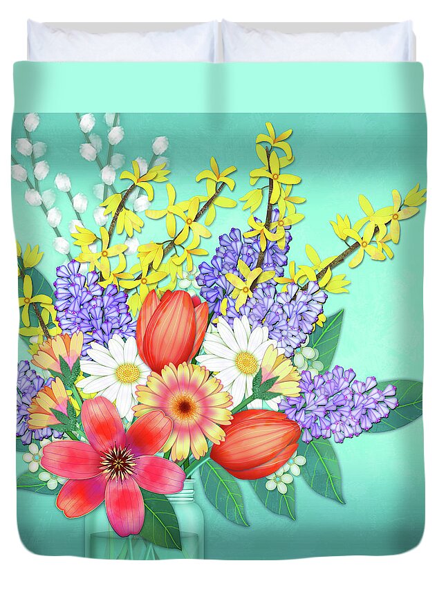 Spring Duvet Cover featuring the digital art Spring is in the Air by Valerie Drake Lesiak