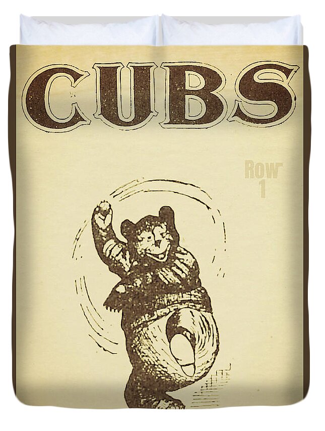 1907 Cubs Art Duvet Cover featuring the mixed media 1907 Cubs Art by Row One Brand