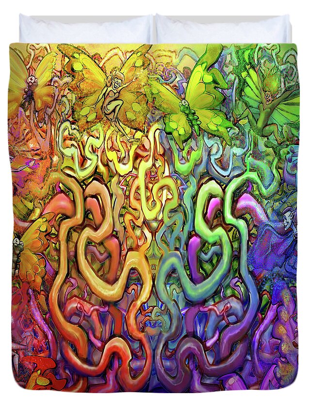 Twisted Duvet Cover featuring the digital art Twisted Rainbow Magic by Kevin Middleton