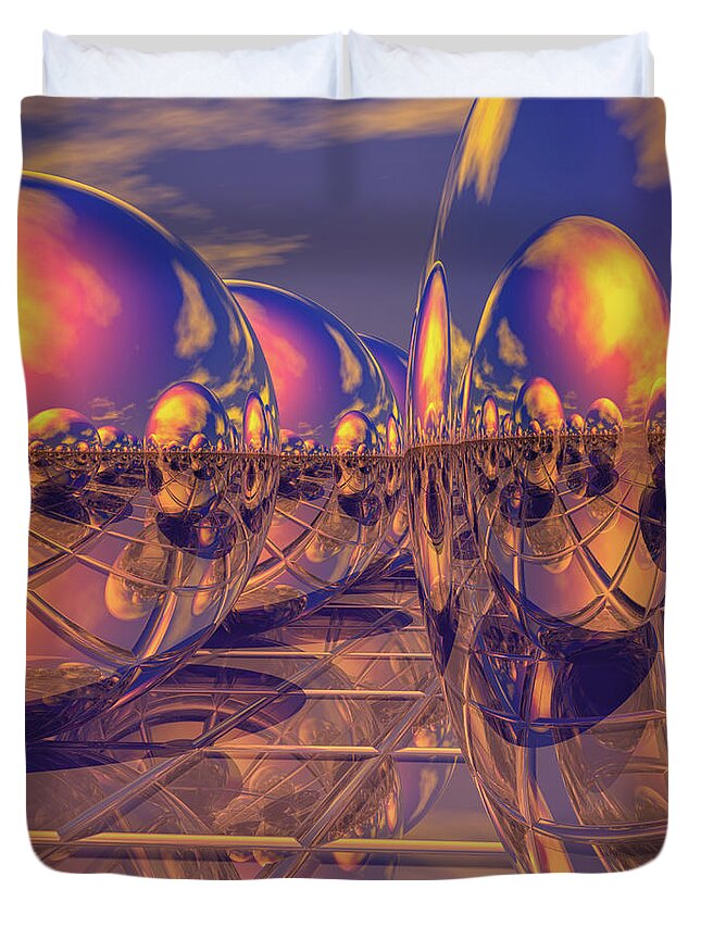 Retro Duvet Cover featuring the digital art Retro Pop Art 3D Spheres by Phil Perkins