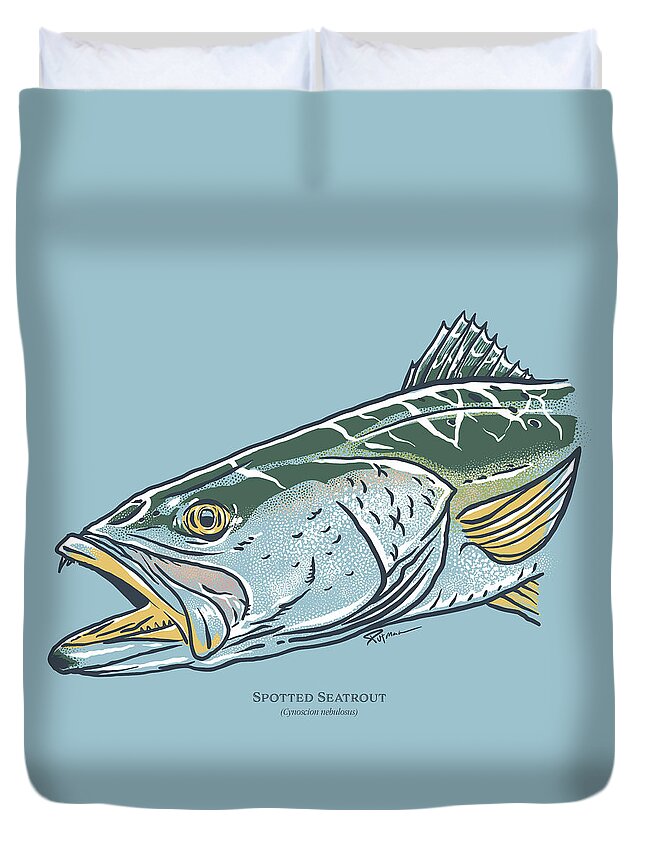 Spotted Seatrout Duvet Cover featuring the digital art Spotted Seatrout by Kevin Putman
