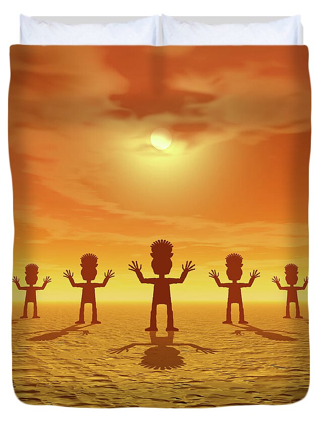 Zombies Duvet Cover featuring the digital art Zombies of the Desert by Phil Perkins