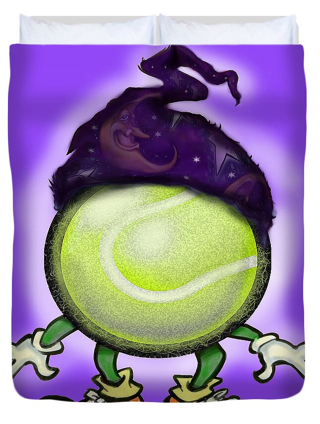 Tennis Duvet Cover featuring the digital art Tennis Wiz by Kevin Middleton