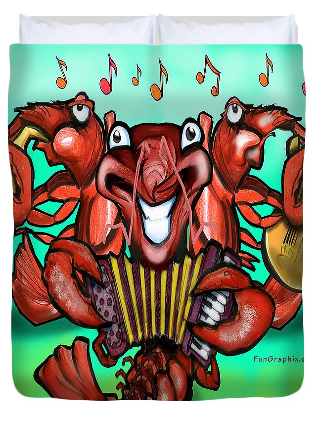 Crawfish Duvet Cover featuring the digital art Crawfish Band by Kevin Middleton