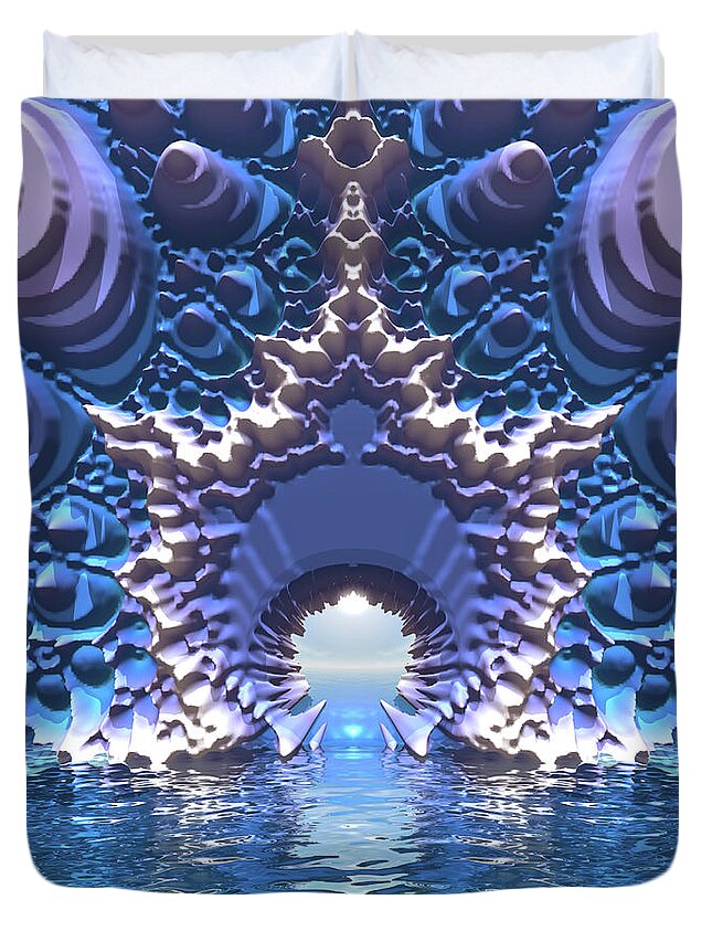 Digital Art Duvet Cover featuring the digital art Blue Water Passage by Phil Perkins