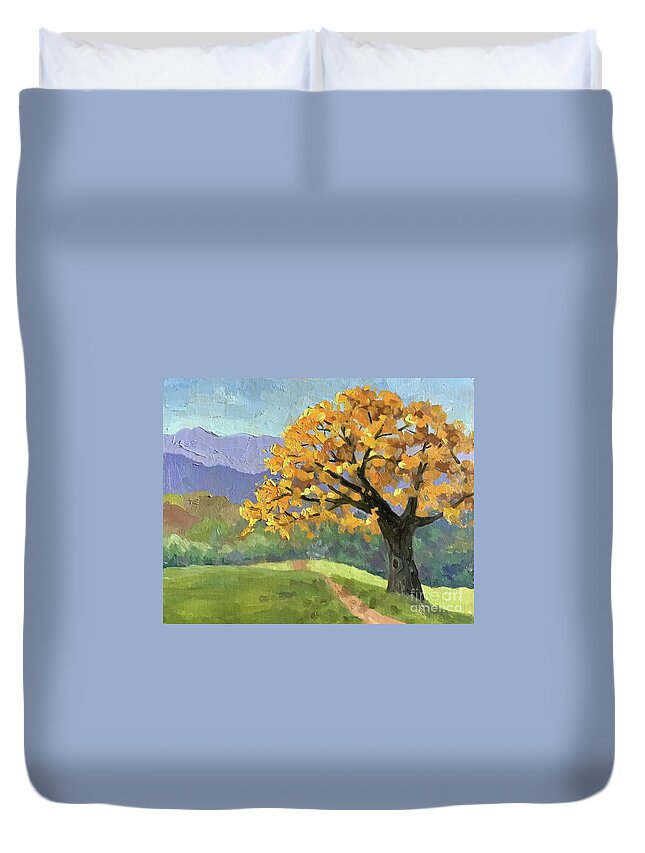 Tree Duvet Cover featuring the painting Asheville Tree by Anne Marie Brown